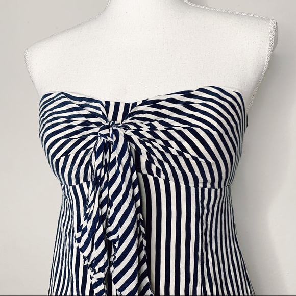 Nanette Lepore Silk striped twist strapless top - Picture 2 of 7